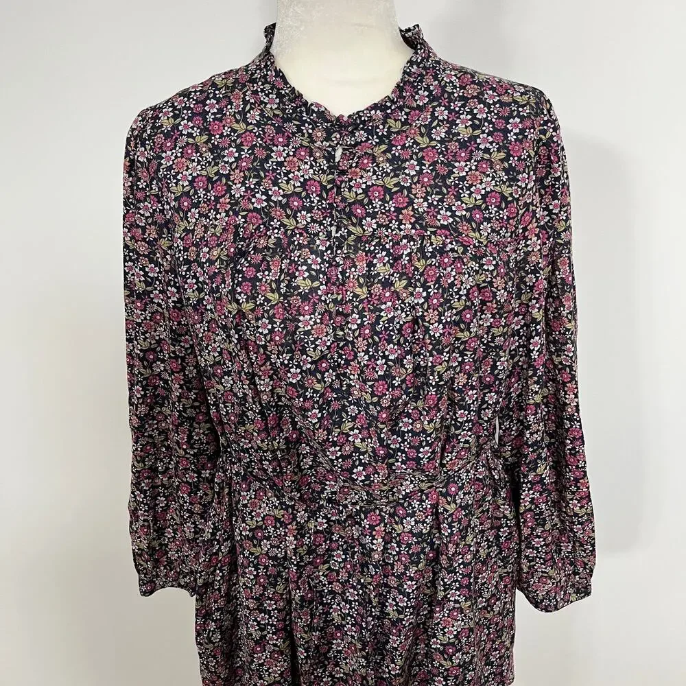 J.Crew Sunny Meadow Floral Mini Dress Puff Sleeve Belted NWT Medium - Picture 4 of 9